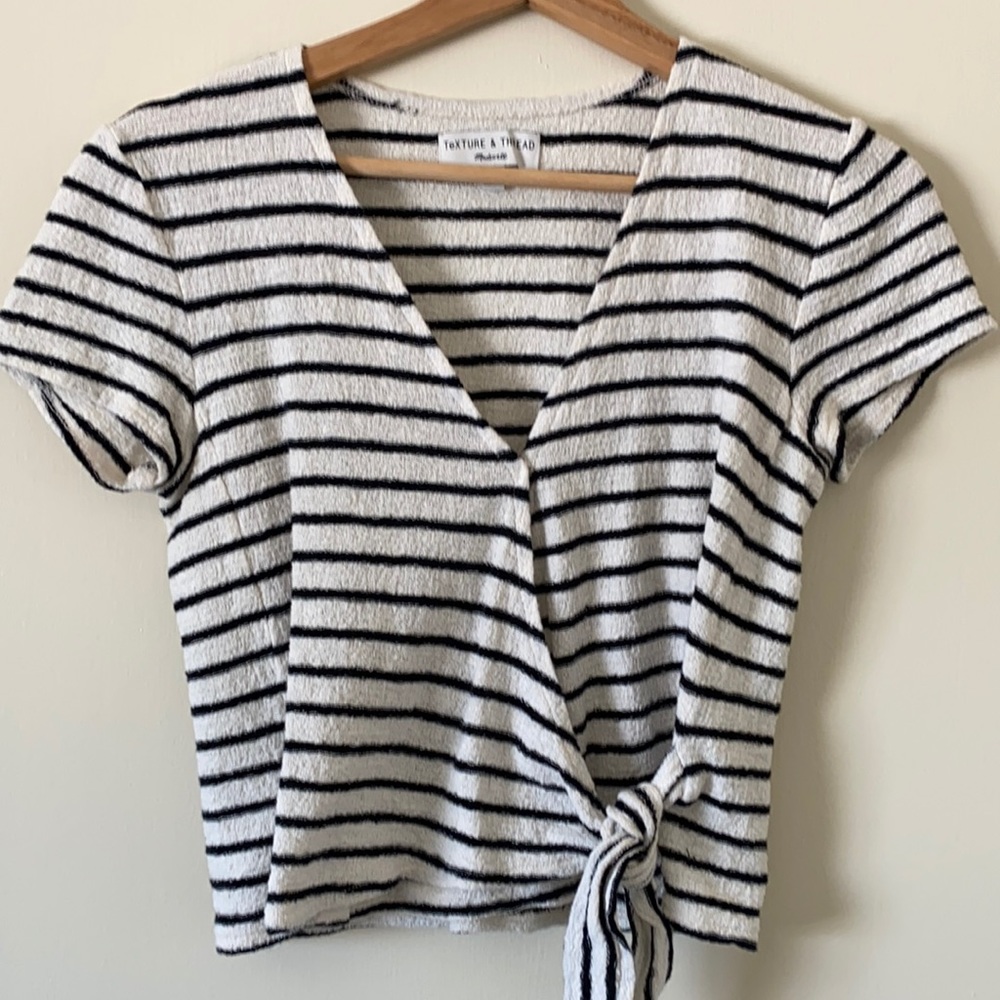 Madewell tie striped cropped top